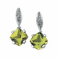 14K White 6mm Genuine Peridot and .04 CTW Diamond Earrings